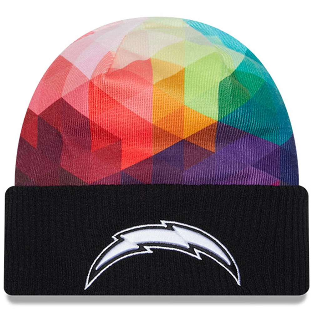 Bonnet en tricot à revers NFL Crucial Catch New Era noir Los Angeles Chargers 2023 pour jeune