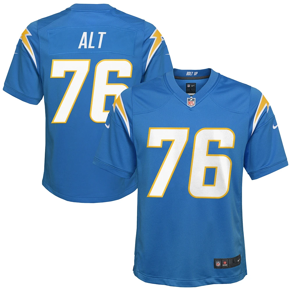 Maillot de match Nike Joe Alt bleu poudre pour jeune des Los Angeles Chargers