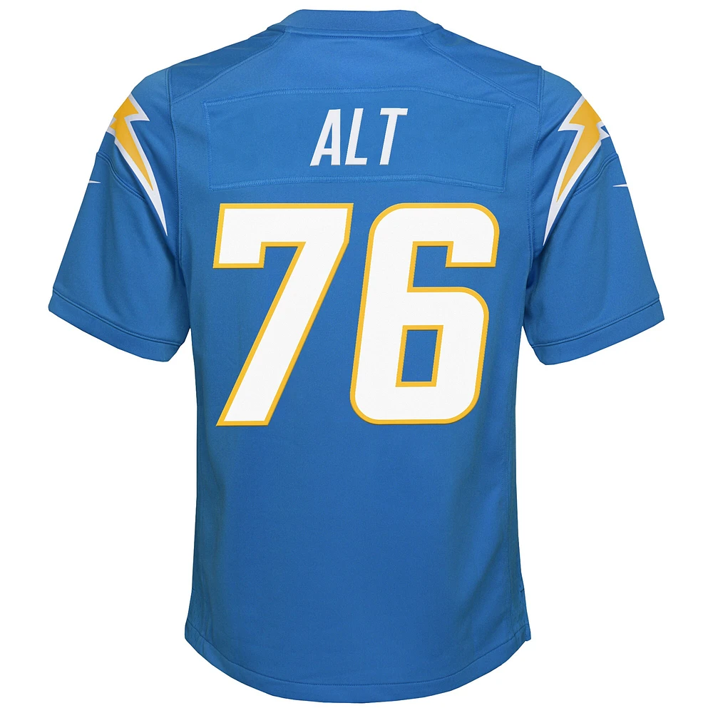 Maillot de match Nike Joe Alt bleu poudre pour jeune des Los Angeles Chargers