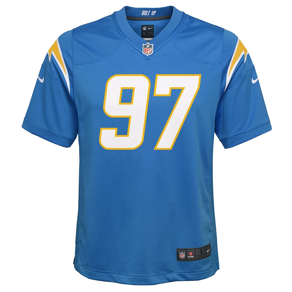 Maillot de match Nike Joey Bosa pour jeunes des Chargers Los Angeles, bleu poudre