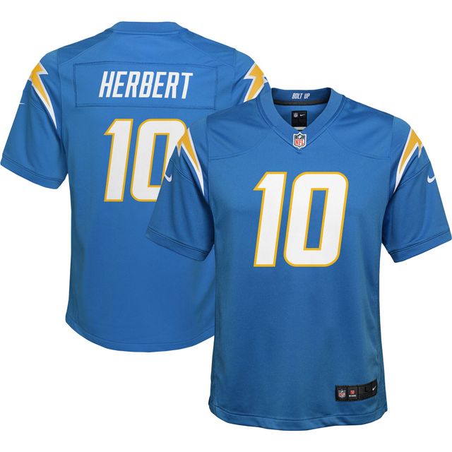 Jeu d'équipe des Chargers de Los Angeles Nike Justin Herbert bleu poudré pour jeune - Maillot