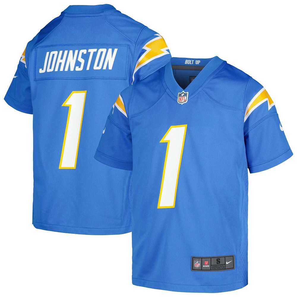 Maillot de jeu Los Angeles Chargers Nike Quentin Johnston Powder Blue pour jeune