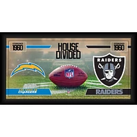 Collage de football encadré 10" x 20" des Chargers de Los Angeles contre les Raiders de Las Vegas