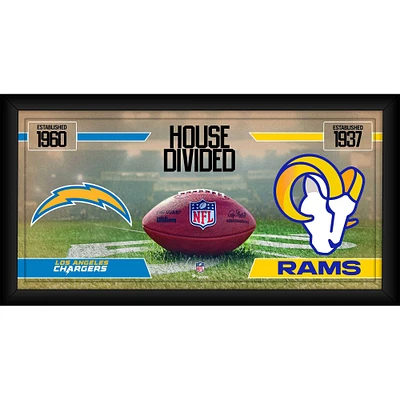 Collage de football encadré 10" x 20" des Chargers de Los Angeles contre les Rams de Los Angeles