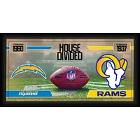 Collage de football encadré 10" x 20" des Chargers de Los Angeles contre les Rams de Los Angeles