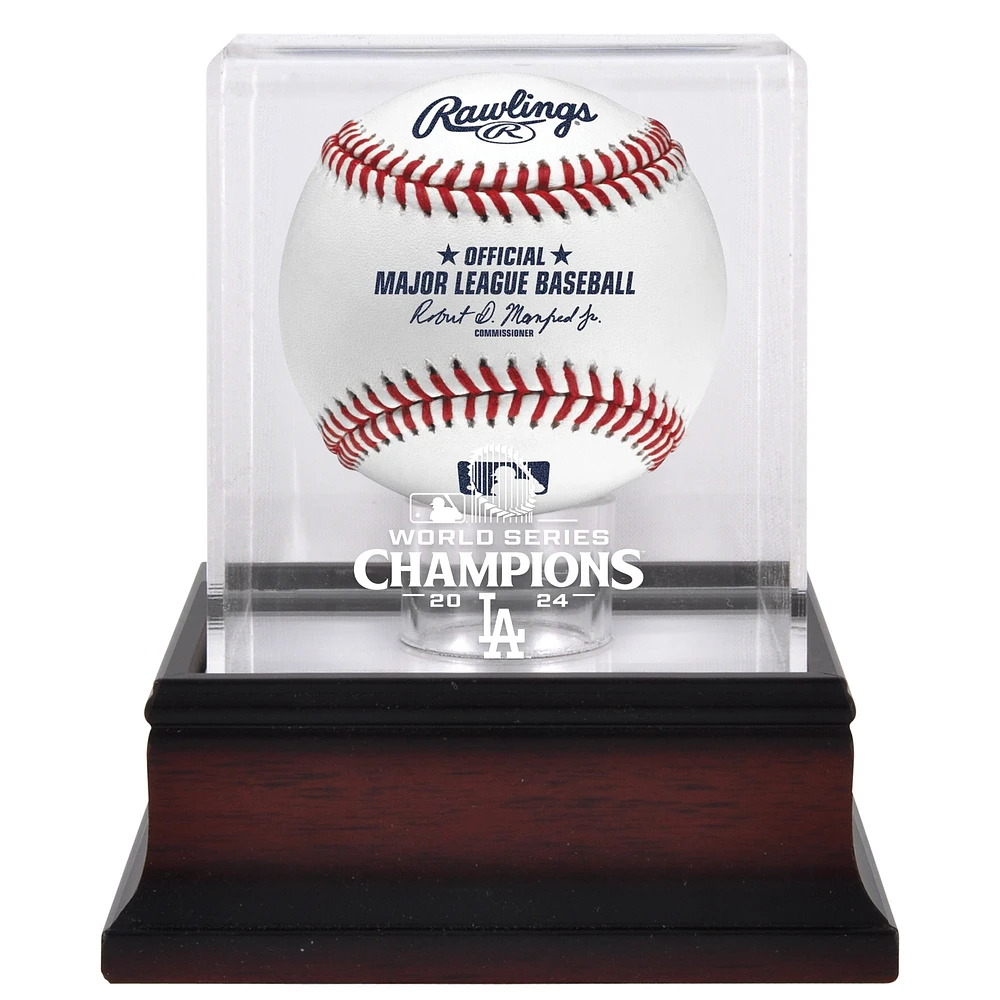 Vitrine de présentation de baseball avec logo en acajou des champions de la série mondiale 2024 des Dodgers de Los Angeles