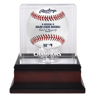 Vitrine de présentation de baseball avec logo en acajou des champions de la série mondiale 2024 des Dodgers de Los Angeles