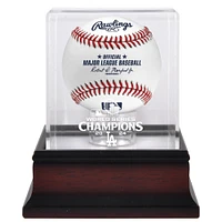 Vitrine de présentation de baseball avec logo en acajou des champions de la série mondiale 2024 des Dodgers de Los Angeles