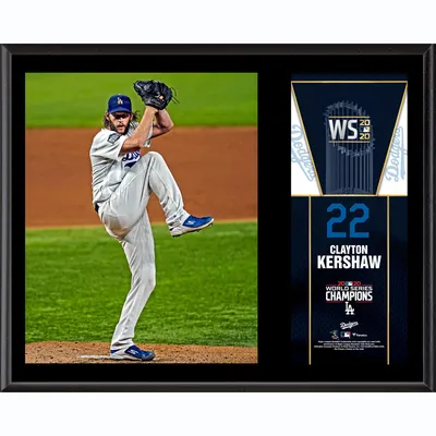 Plaque sublimée des champions de la série mondiale de la MLB 2020 Clayton Kershaw des Dodgers de Los Angeles 12" x 15"