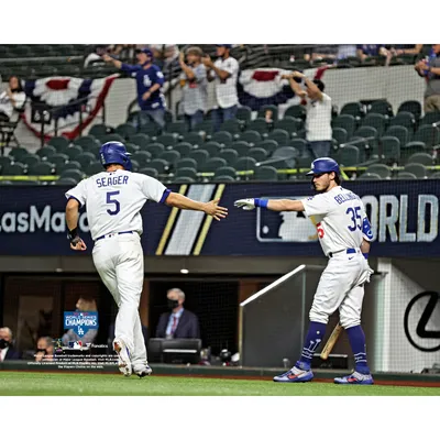 Cody Bellinger and Corey Seager Los Angeles Dodgers Fanatics Authentic Unsigned 2020 MLB World Series Champions Scoring Celebration Photograph