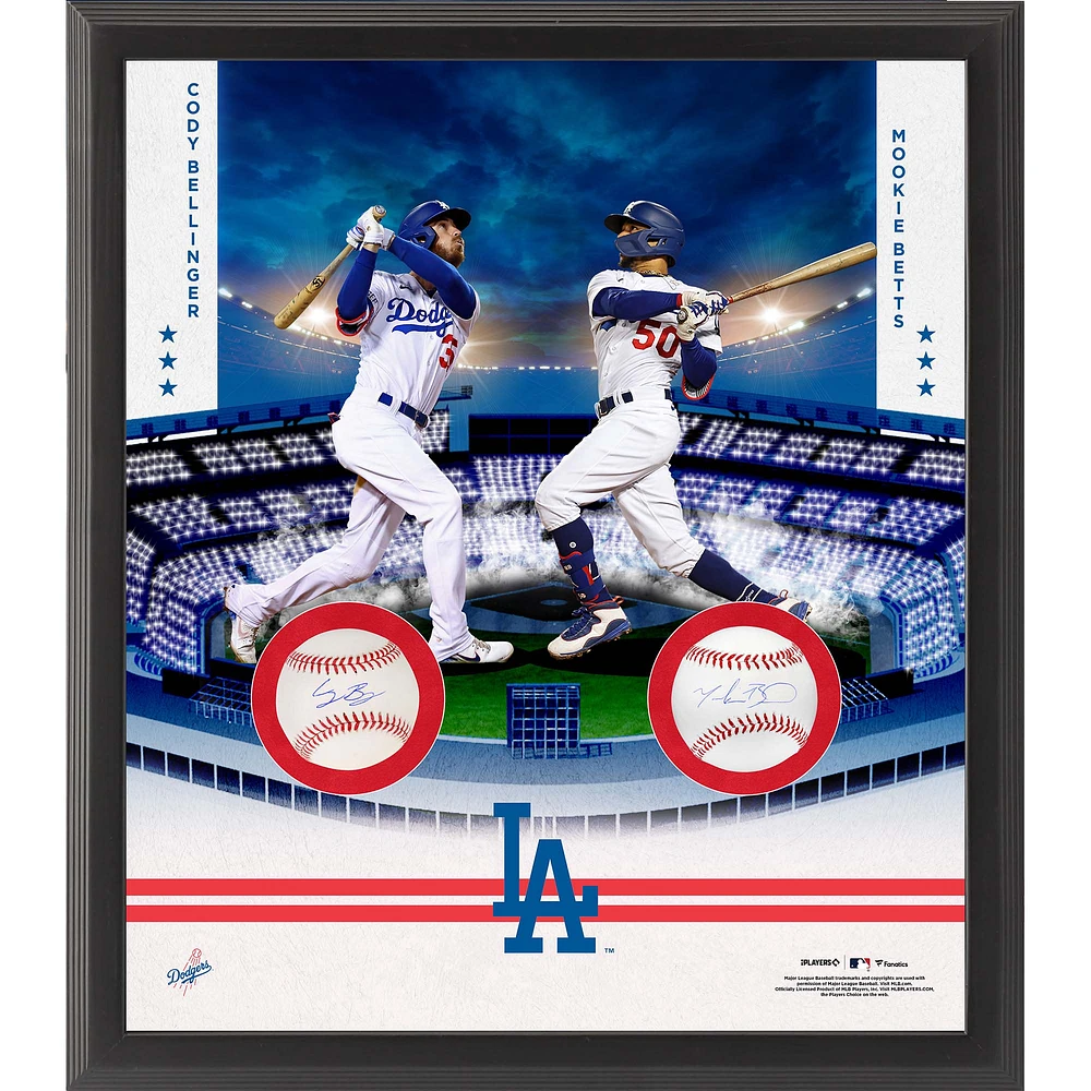Cody Bellinger & Mookie Betts Los Angeles Dodgers Multi-Signed Framed Two Baseball Shadowbox Collage