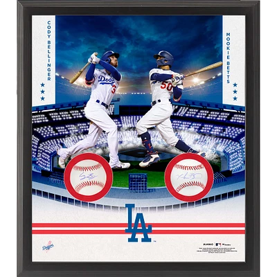 Cody Bellinger & Mookie Betts Los Angeles Dodgers Multi-Signed Framed Two Baseball Shadowbox Collage