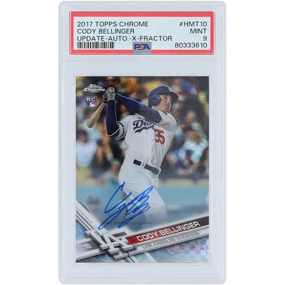 Carte de recrue authentifiée PSA 9 de Cody Bellinger des Dodgers de Los Angeles, mise à jour Topps Chrome 2017, X-Fractor #HMT10 #92/99