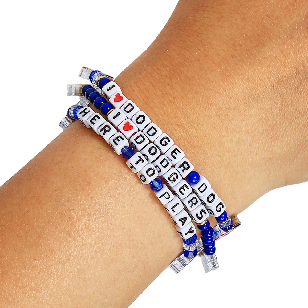 FOCO Los Angeles Dodgers 3-Pack Friendship Bracelet Set