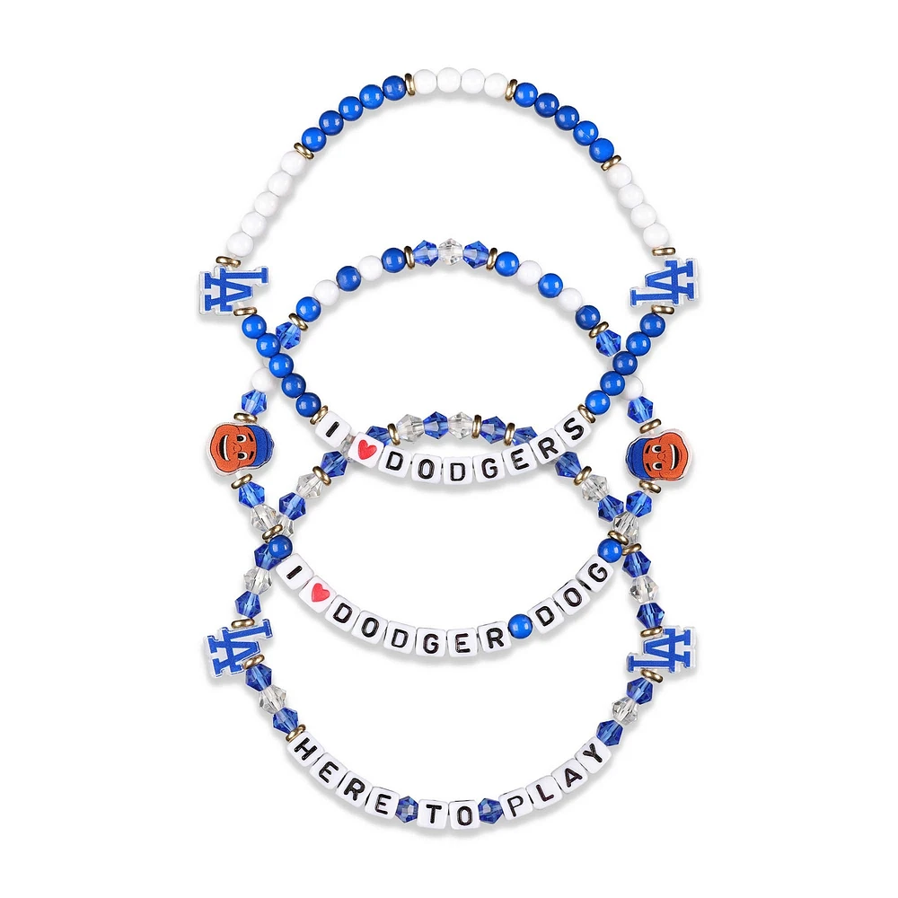 FOCO Los Angeles Dodgers 3-Pack Friendship Bracelet Set