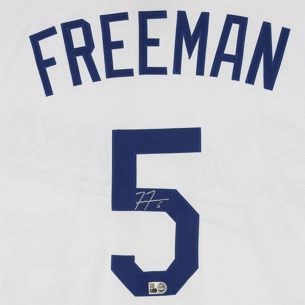 Maillot Nike blanc authentique autographié par Freddie Freeman des Dodgers de Los Angeles