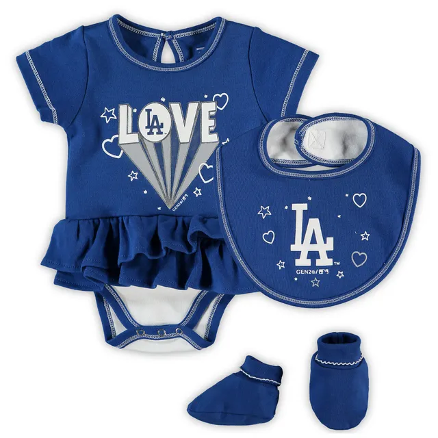 Los Angeles Dodgers Girls Infant Sweet Spot Three-Piece Bodysuit