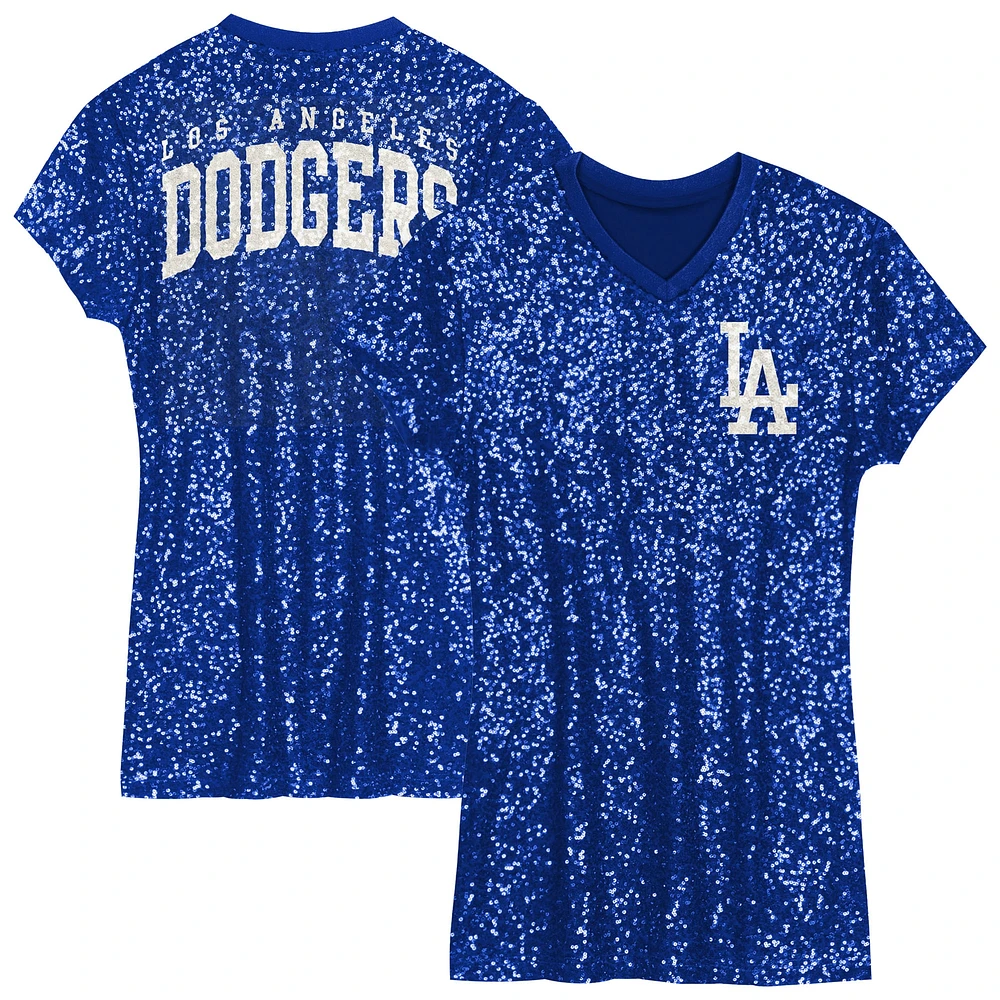 Robe à paillettes et col en V pour filles d'âge préscolaire des Royal Los Angeles Dodgers