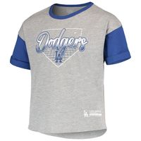 Girls Youth Heathered Gray Los Angeles Dodgers Bleachers T-Shirt