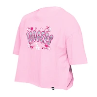Girls Youth New Era Light Pink Los Angeles Dodgers Flip Sequin Team T-Shirt