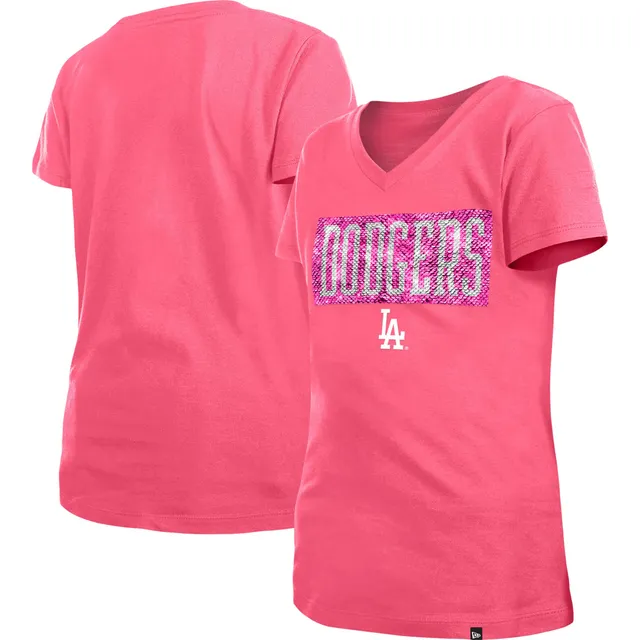 Lids Los Angeles Dodgers New Era Girls Youth Pinstripe V-Neck T-Shirt -  White