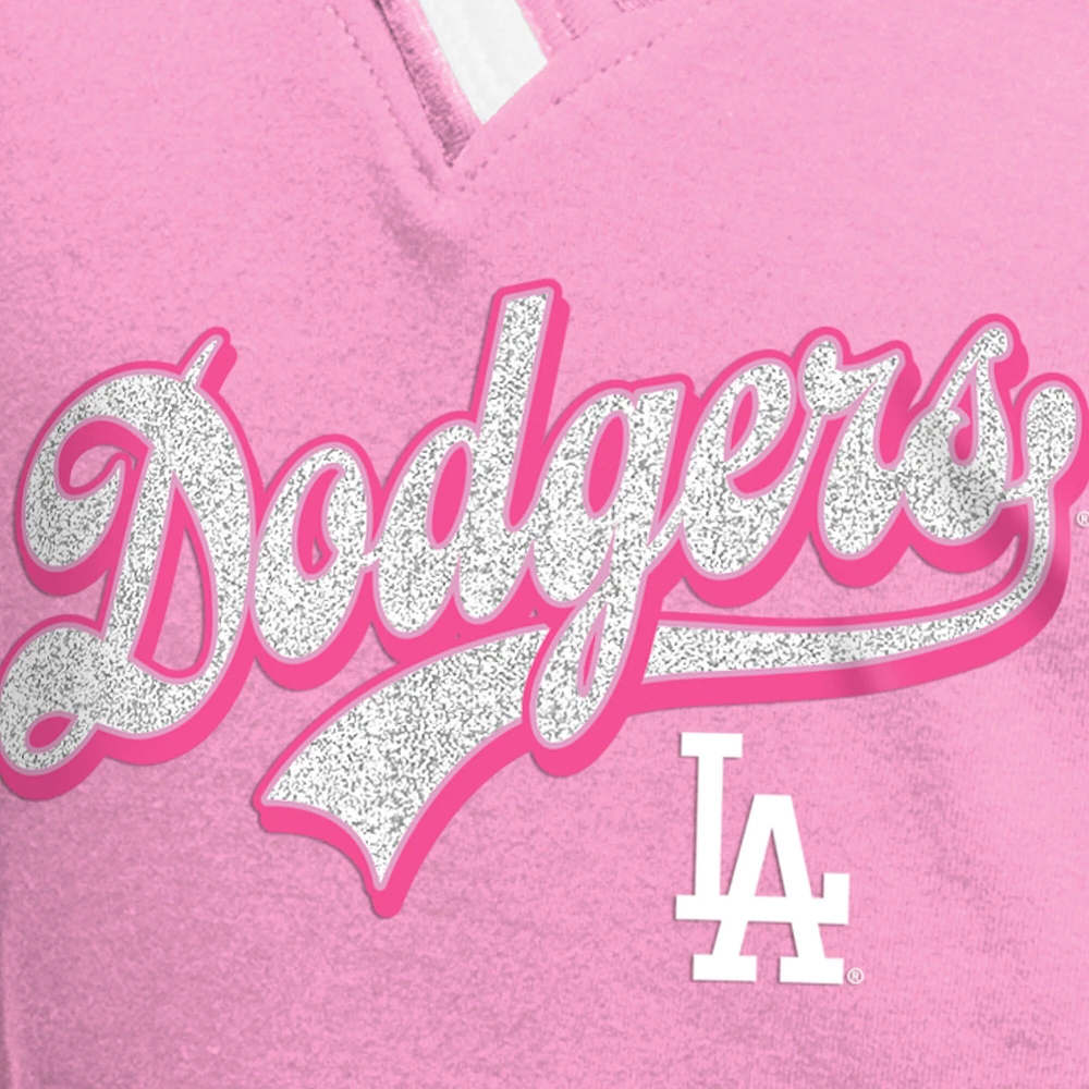 Girls Youth New Era Pink Los Angeles Dodgers Mommy & Me Raglan V-Neck T-Shirt