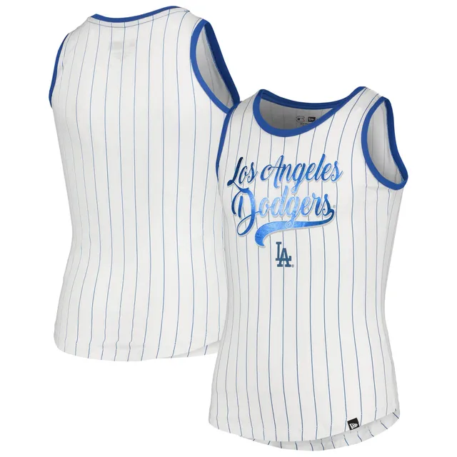 New Era Women's White Chicago Cubs Pinstripe Henley Racerback Tank Top