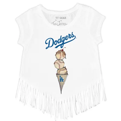 Lids Los Angeles Dodgers Tiny Turnip Youth Baseball Bow T-Shirt - White