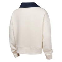 Girls Youth White Los Angeles Dodgers Ballpark Hit Collared V-Neck Pullover Sweatshirt
