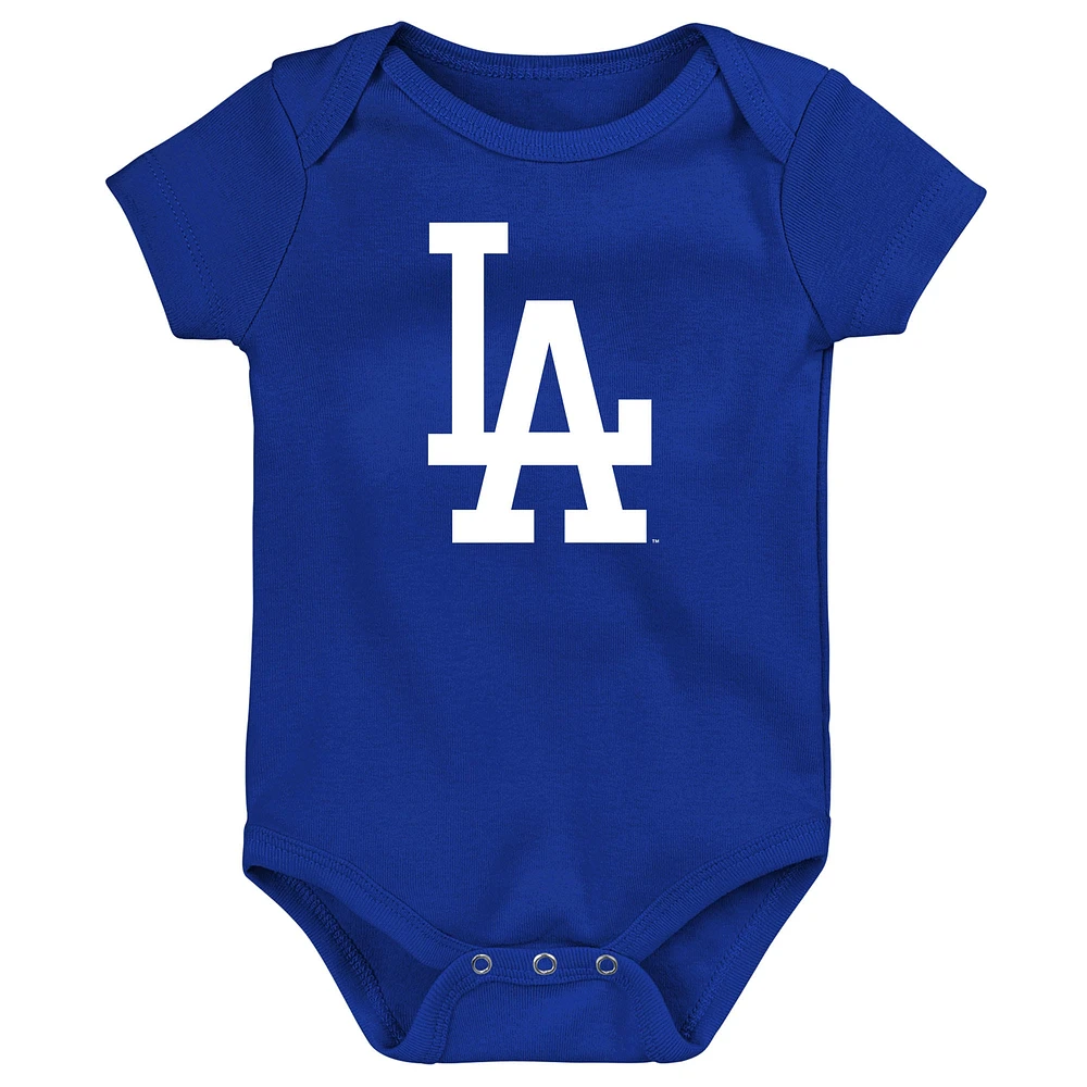 Infant  Blue Los Angeles Dodgers Slide Home Three-Piece Bodysuit Set