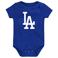Infant  Blue Los Angeles Dodgers Slide Home Three-Piece Bodysuit Set