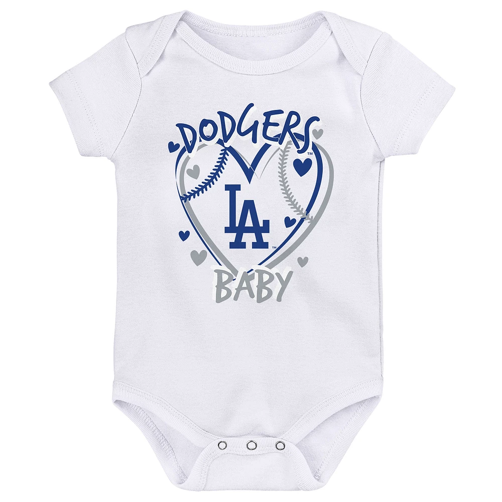 Infant  Blue Los Angeles Dodgers Slide Home Three-Piece Bodysuit Set