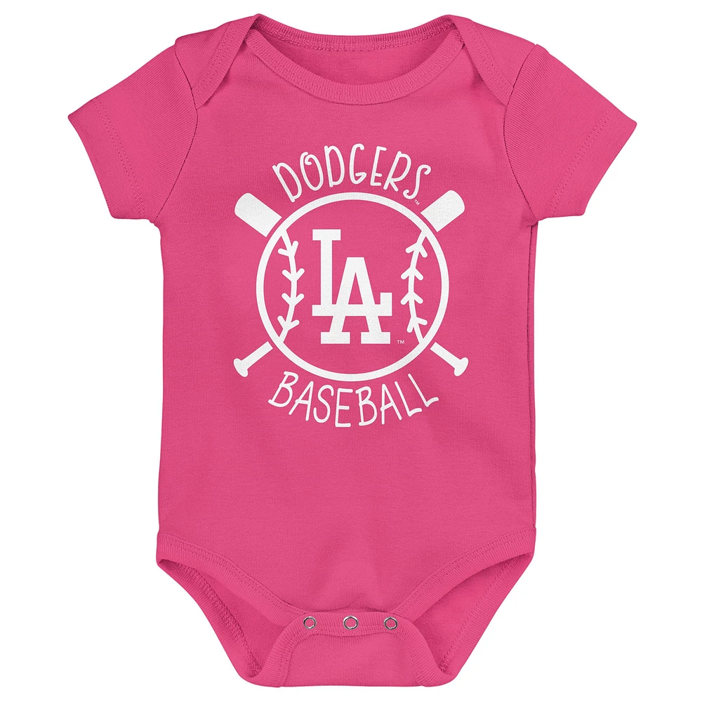 Infant  Blue Los Angeles Dodgers Slide Home Three-Piece Bodysuit Set