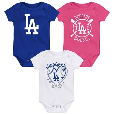Infant  Blue Los Angeles Dodgers Slide Home Three-Piece Bodysuit Set