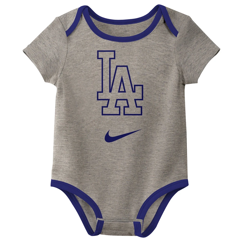 Ensemble de trois bodys Nike Los Angeles Dodgers Authentic Collection pour bébé