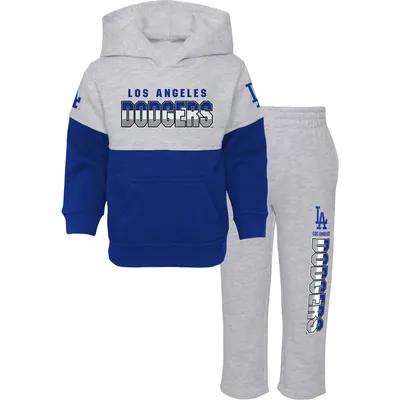 Los Angeles Dodgers Infant Playmaker Pullover Hoodie & Pants Set - Royal/Heather Gray