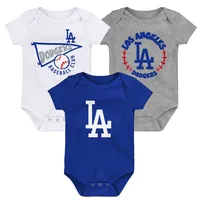 Infant Royal/White/Heather Gray Los Angeles Dodgers Biggest Little Fan 3-Pack Bodysuit Set