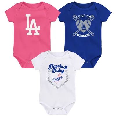 Los Angeles Dodgers Infant Baseball Baby 3-Pack Bodysuit Set - Royal/White/Pink