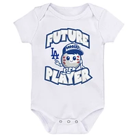 Infant Royal/White/White Los Angeles Dodgers Minor League Player Three-Pack Bodysuit Set