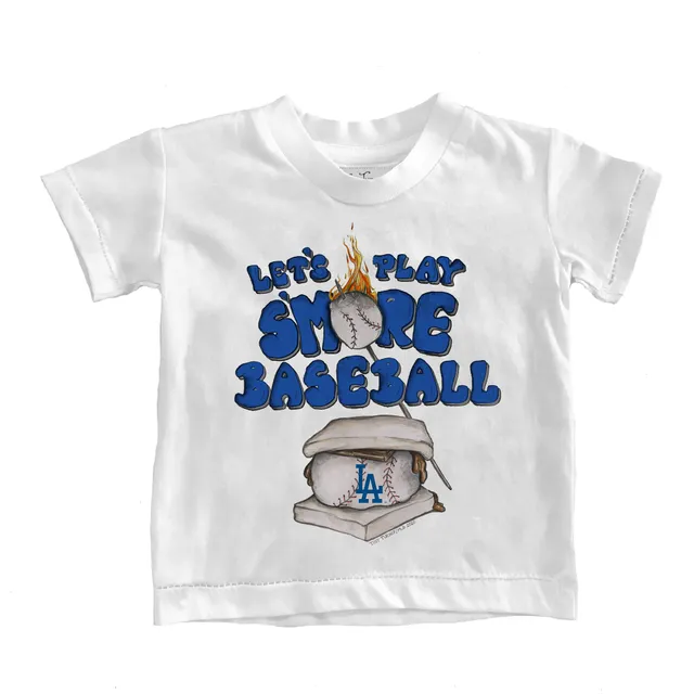 Youth Tiny Turnip White/Royal Los Angeles Dodgers Stacked 3/4-Sleeve Raglan T-Shirt Size: Medium