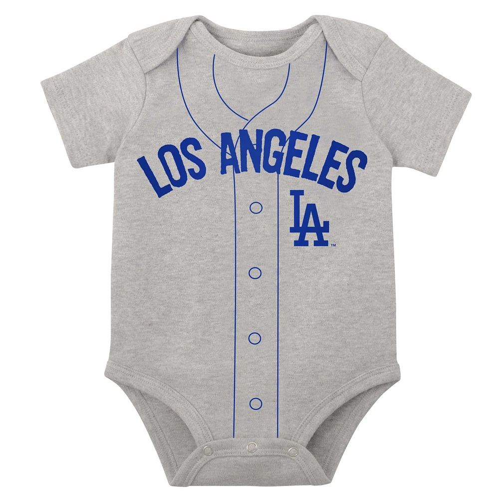 Infant White/Heather Gray Los Angeles Dodgers Two-Pack Little Slugger Bodysuit Set