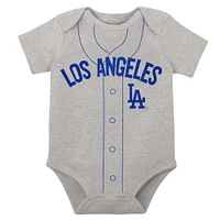 Infant White/Heather Gray Los Angeles Dodgers Two-Pack Little Slugger Bodysuit Set