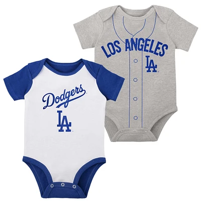 Ensemble de deux body Little Slugger blanc/gris chiné Los Angeles Dodgers pour bébé