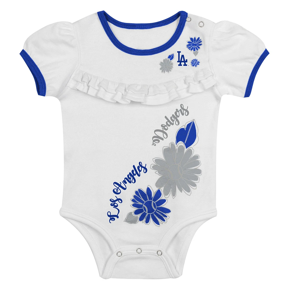 Infant  White Los Angeles Dodgers Sweet Catcher 3-Piece Headband Skirt Set