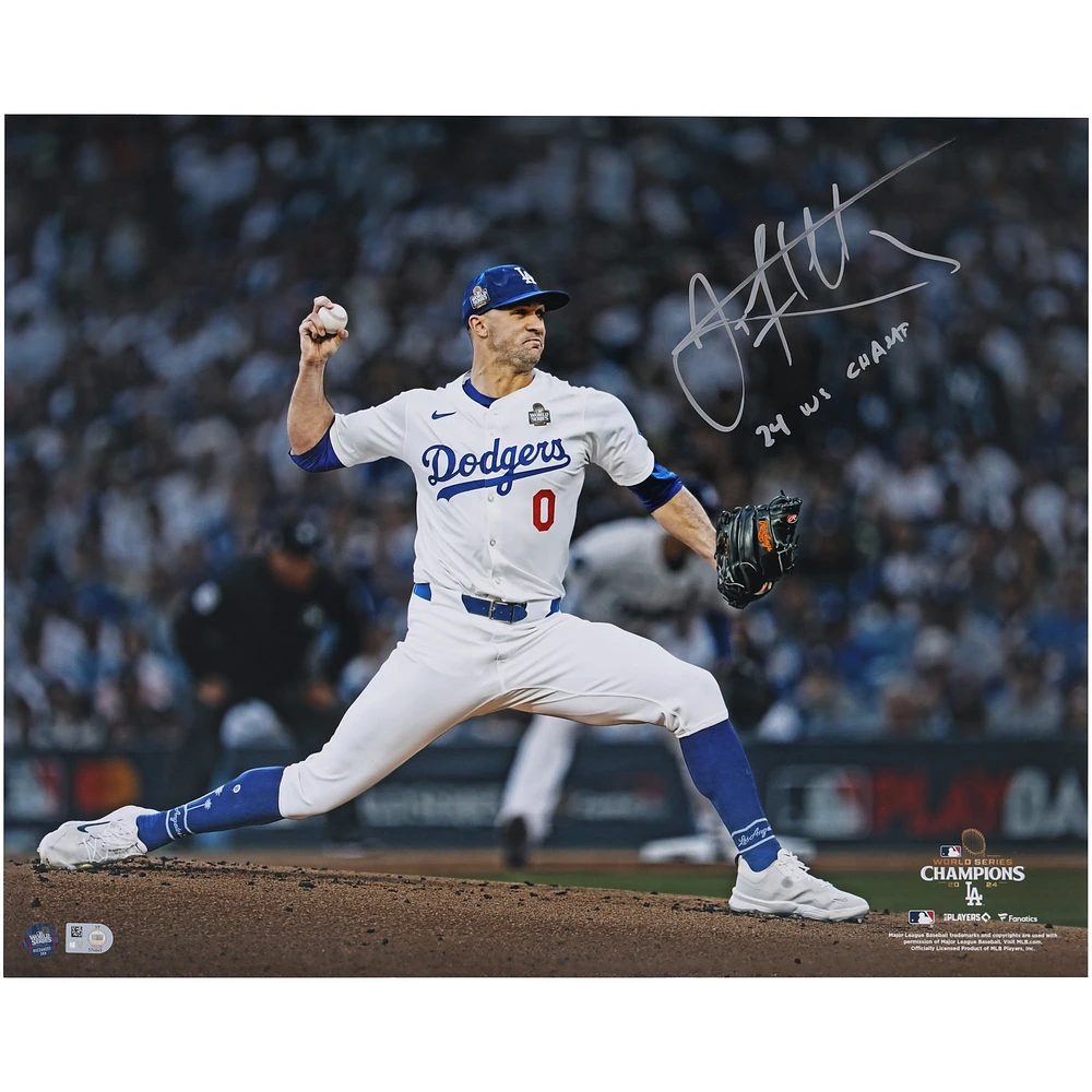 Jack Flaherty Los Angeles Dodgers Autographed 2024 World Series Champions 16" x 20" Photograph with "24 WS Champs" Inscription