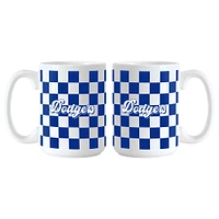 Lot de 2 tasses à motif de damier Los Angeles Dodgers de 15 oz