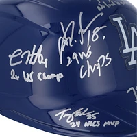 Los Angeles Dodgers Autographed 2024 World Series Champions Rawlings Replica Batting Helmet with 8 Signatures and Multiple Inscriptions