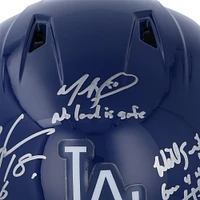Los Angeles Dodgers Autographed 2024 World Series Champions Rawlings Replica Batting Helmet with 8 Signatures and Multiple Inscriptions