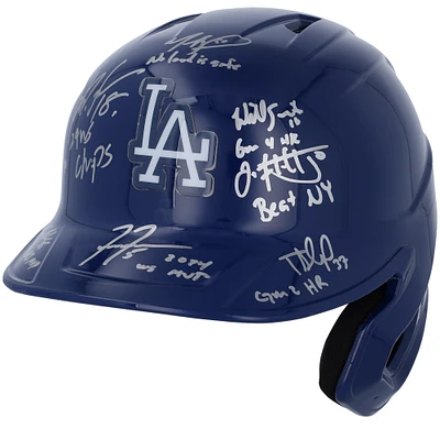 Los Angeles Dodgers Autographed 2024 World Series Champions Rawlings Replica Batting Helmet with 8 Signatures and Multiple Inscriptions