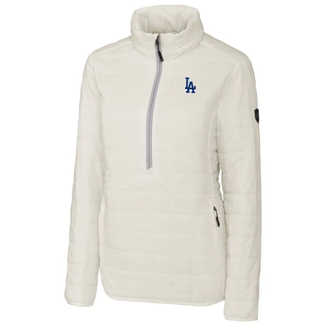 Men's Cutter & Buck Gray Los Angeles Dodgers Charter Eco Recycled Half-Zip Anorak Jacket